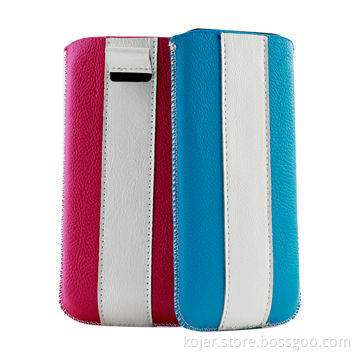 Cellphone Pouch, Ideal for iPhone 5, Made of PU Leather Material, with Retractable Pull-tab